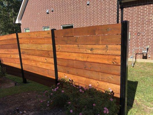 Horizontal Privacy Fence with custom stain