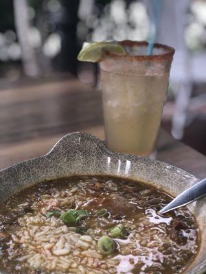 Chicken and sausage gumbo.