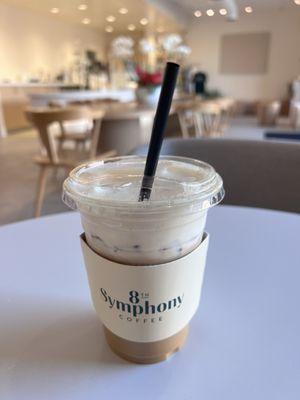 Iced Vanilla latte , added cream top