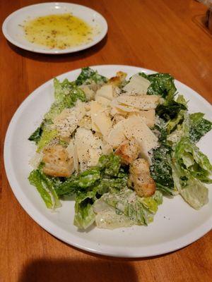 Caesar salad with the oil to dip your bread in...yum!