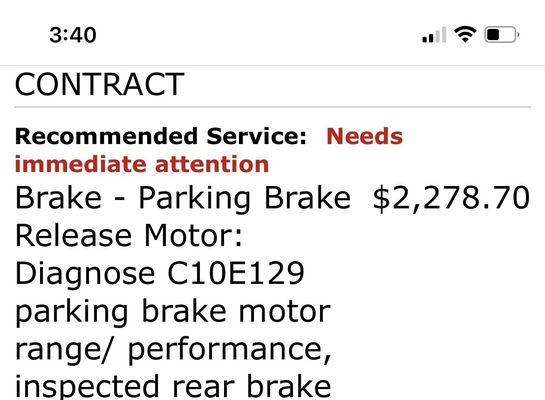 The parking brake motor fix cost