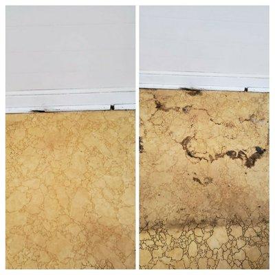 Floor cleaning: AFTER (left) vs BEFORE (right) at MaidsinMullets.com