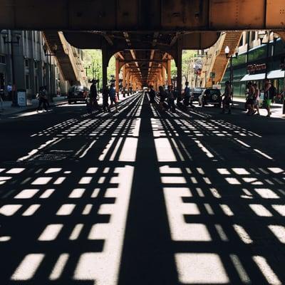 Underneath the tracks of Washington/Wells