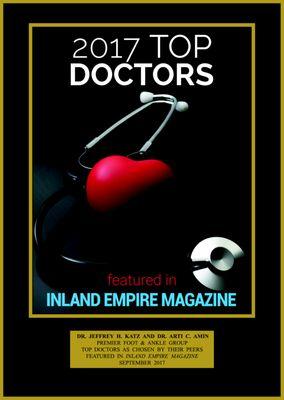 Dr. Katz was voted the top Podiatrist in the Inland Valley Magazine.