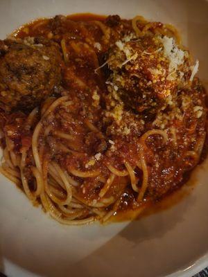 The girl's favorite spaghetti and meatballs