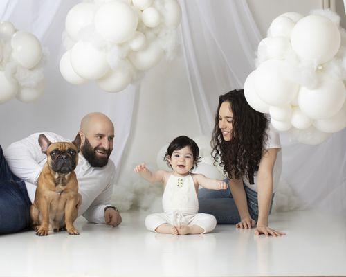 Tribeca family visits Brooklyn Baby photo studio in Windsor Terrace to photograph cake smash session