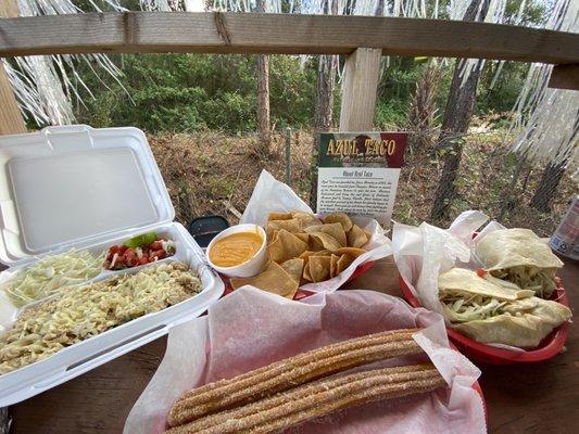 A roadside feast - Azul Burrito Azul Bowl churros