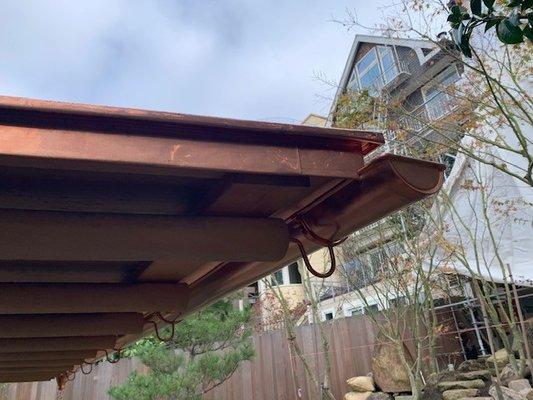 Custom Hangers and Half Round Copper Gutter.