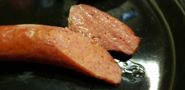 The polish sausage was moist/lean/tasty with no weird grisly fatty chunks. It needs fresh bread and condiments now.