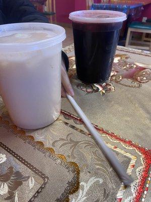 Agua fresca de Horchata y Jamaica