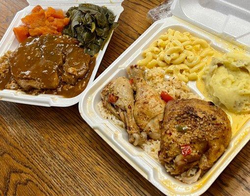 The Ultimate Mac and Cheese Southern-Style Greens Garlic Mashed Potatoes Candied Yams Smothered Pork Chop Combo Herb Roasted Chicken Combo