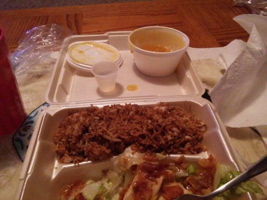 Almond chicken thats almost all ate, my all time favorite food an thing to get ! Absolutly amazing china fare is the best