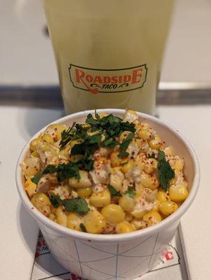 Fancy street corn and pineapple fresca