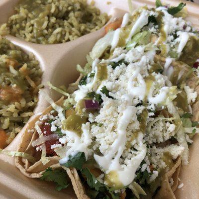 Veggie tacos and rice at the pop up at Rush