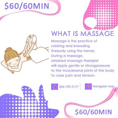 Only $60 For 60Min Body Massage - Call (206) 739-5177