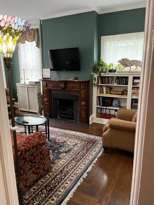 Living room w/fireplace & games downstairs