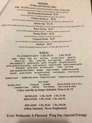 A menu sample