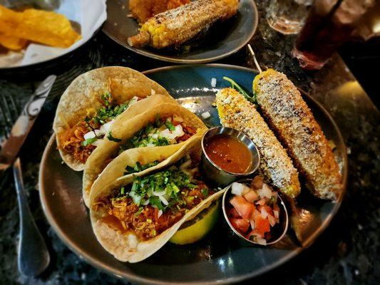 Three taco plate with double corn