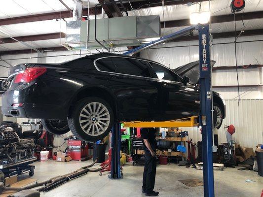 Jon working on my BMW 750li