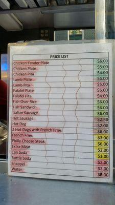 Menu / Price list