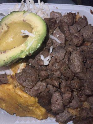 Always order the steak with rice and tostones & don't forget the avocado!