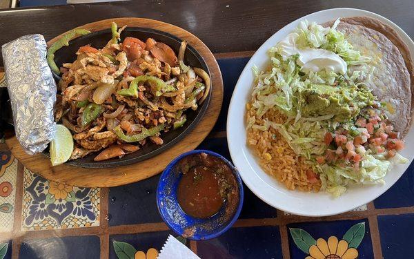 Chicken fajitas and quesadillas