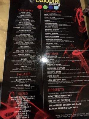 Food menu