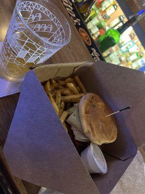 Mr Luckys Burger and a Trumer Pils ice cold!