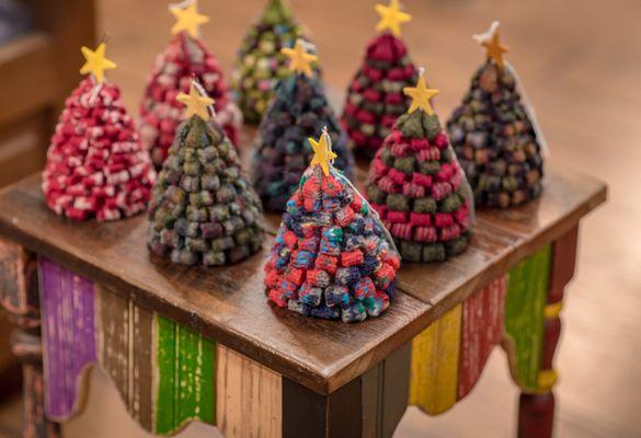 Hand-felted Christmas trees