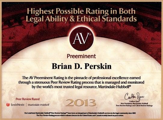 Brian D. Perskin & Associates come highly recommended! Thank you!