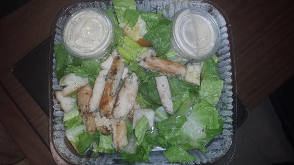 Skimpy chicken Caesar salad from Concord Pizza that cost $10.50 +tax.