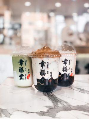 Matcha Boba Milk, Dalgona Coffee Boba Milk, Brown Sugar Boba Milk | IG: @joyyeats