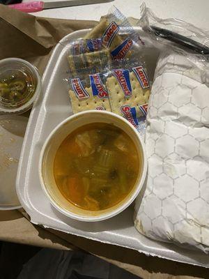 Italian beef and minestrone soup, the soup was delicious