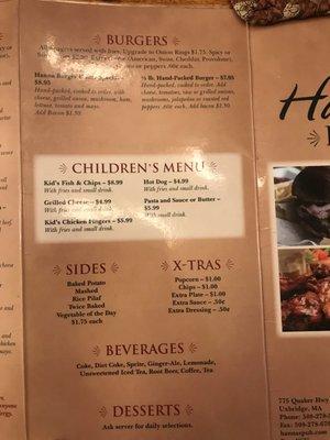 Children’s Menu