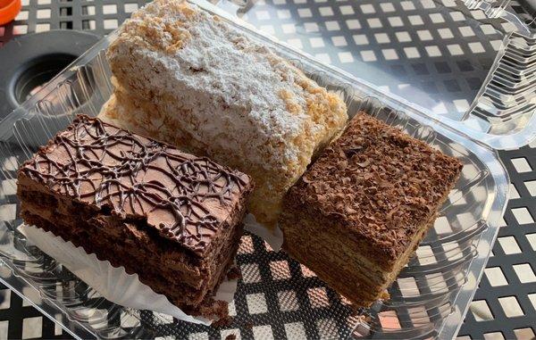 crunchy napoleon, mikado and chocolate cake