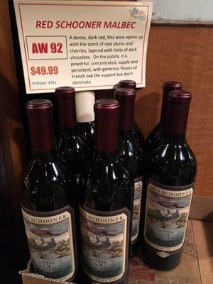 Red Schooner Malbec - the new wine from the family that brings you Caymus, Meiomi, etc.  It is AMAZINGLY DELICIOUS!! $49.99