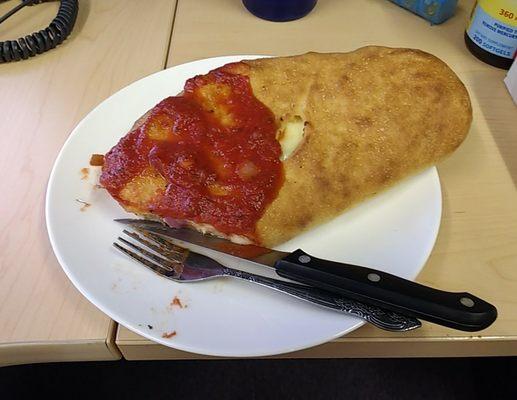 Chicken and broccoli calzone. $10. Huge!