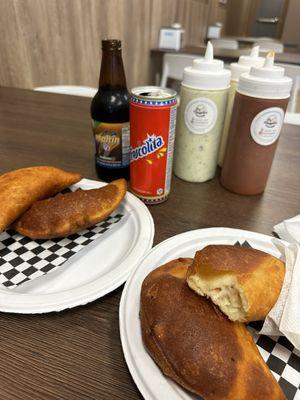 Empanadas, drinks and house sauces