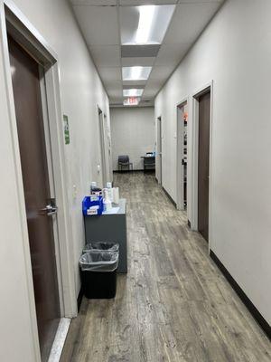 Hallway where lab rooms for patients are located