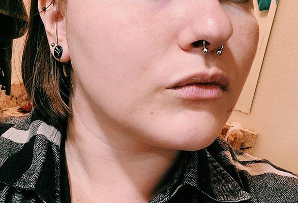 16g Septum piercing done by Jay.