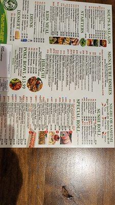 Menu back