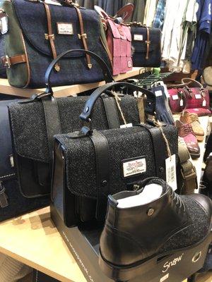 Exclusive product line from Snow Paw. Beautiful woman's  purses, wallets, shoes made with Harris Tweeds.