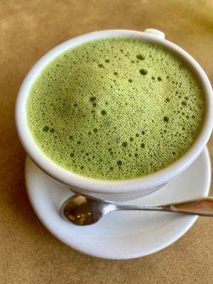 My morning matcha almond milk latte