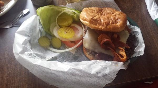 Bacon cheese burger with spicy BBQ sauce