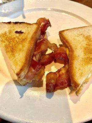 Grilled Cheese Sandwich with tomatoes and bacon.  Yummm!!