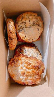 Chocolate chip cookies and scones