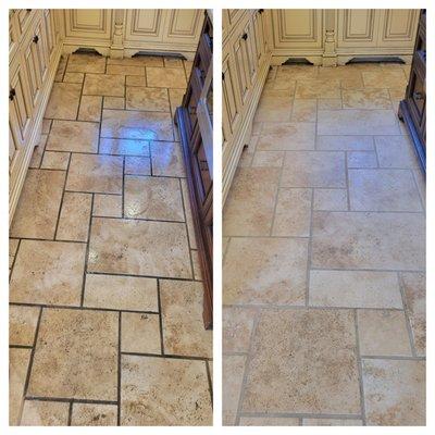 Floor Tile Grout Cleaning Service, before and after, in Pasadena, CA