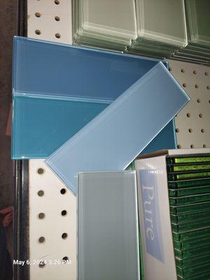 Different glass tile options we were choosing from.