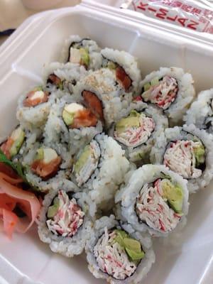 California roll and Philadelphia roll to go