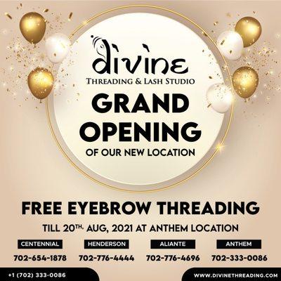 Free Eyebrow Threading -Grand Opening Special - Anthem